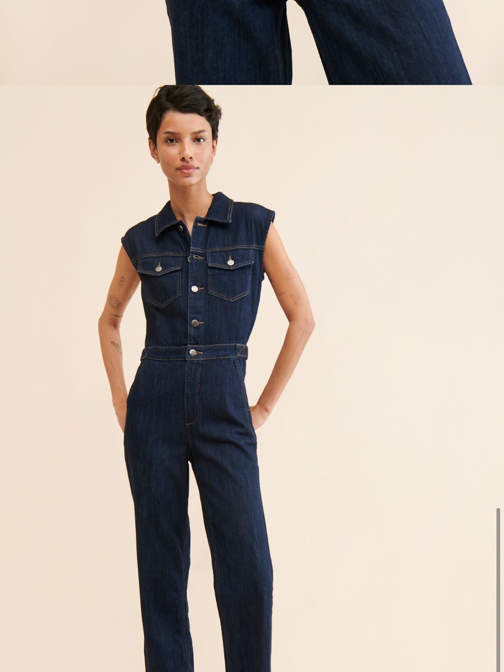 Pistola brooks denim jumpsuit in dark denim